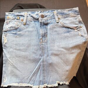 Polo Jeans Light Wash Distressed Denim Mini Skirt